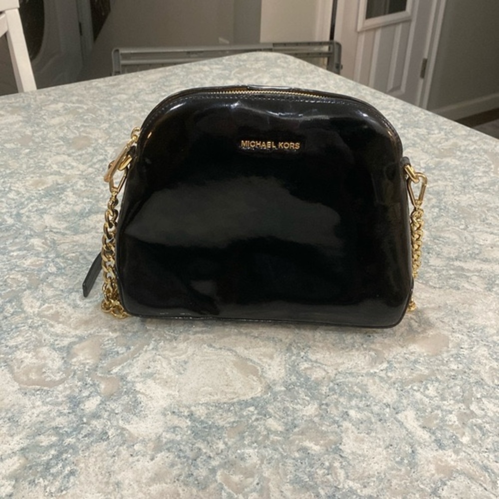 Michael Kors Patent Leather Mercer Medium Dome Crossbody